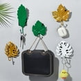 thumbnail image 5 of 8 Set 8 Style Painted Iron Wall Hooks No Hole Wall Hanger Decorative Leaf Iron Hooks Botanical Single Claw Clothes Hanger for Room Living Room Decoration colorful, 5 of 6
