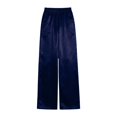 thumbnail image 3 of Women's Satin Elastic Waist Wide Leg Casual Trousers Comfortable Flowy Pants With Pockets Women's Comfortable Lightweight Regular Pants Girl Pull On Sweatpants, 3 of 3
