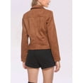 thumbnail image 6 of Women'S Faux Leather Moto Biker Short Coat Jacket Brown M, 6 of 9