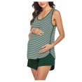 thumbnail image 2 of Celivon Womens Maternity Pajama Set Striped Crewneck Chemise And Boyshort Loungewear Sets, 2 of 4