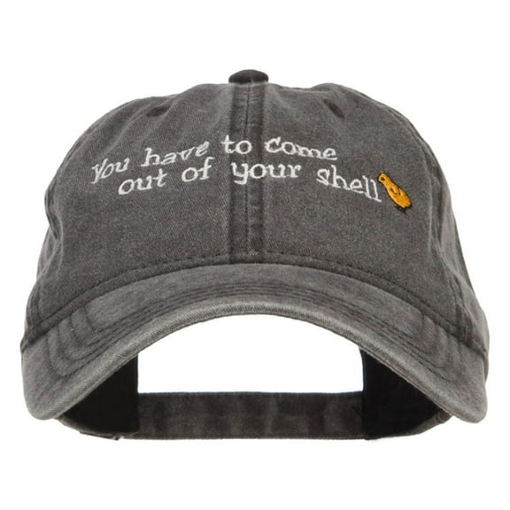 Come out of Shell Embroidered Washed Cap - Black OSFM