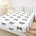 thumbnail image 3 of Manfei Princess Kawaii Bow Twin Sheet Sets for Kids, White Black Cartoon Twin Fitted Sheet, Cute Bowknot Flat Sheet, Luxury Bedroom Decor, 3pcs, 3 of 7