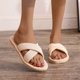 thumbnail image 1 of Zapatos de mujer Sandalias de playa de verano Zapatillas Cuerda de cáñamo de imitación Zapatos de fondo plano de viaje Wmkox8yii ytu7134, 1 of 5