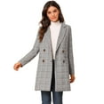 thumbnail image 1 of INSPIRE CHIC Women's Plaid Double Breasted Notched Lapel Blazer Coat, 1 of 6