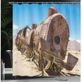 thumbnail image 4 of Ambesonne Vintage Shower Curtain, Steam Train Locomotive, 69"Wx84"L, Blue Brown, 4 of 5