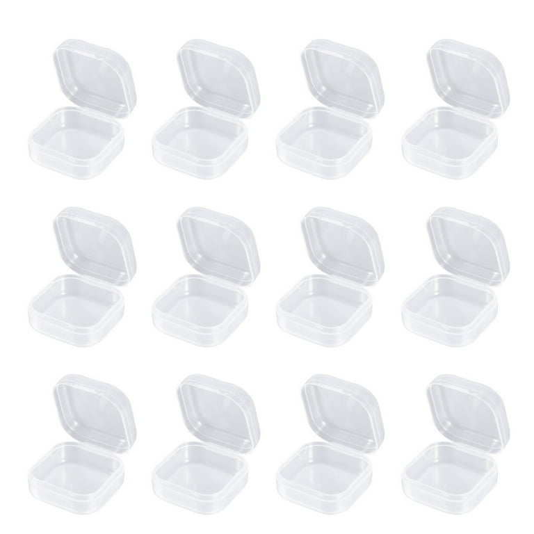 NUOLUX Box Storage Mini Plastic Boxes Containers Square Empty Jewelry Bead  Lidded Beads Hinged Clear Case Earplugs