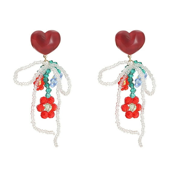 asddcavvf A Pair Of Earrings Hand Knitted Beaded Flower Earrings Design Crystal Bow Earrings Airy Ea