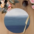 thumbnail image 3 of Navy Blue Ombre Round 13 Inch Placemats Set of 2, Modern Abstract Art Texture HeatResistant Non Slip Place Mats for Dining Table, Wipeable Braided Kitchen Table Mats for Housewarming, 3 of 9