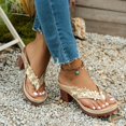 thumbnail image 6 of HomeDM Chunky Heels Thong Sandals for Women Round Open Toe Flip-Flops Comfort Summer Beach Vacation Sandals, Size 6.5, 6 of 7