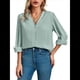 thumbnail image 3 of Blusas Informales de Negocios para Mujer, Camisas de Verano de Larga con Botones y Cuello en V, Blusas de . Verde XXL, 3 of 8