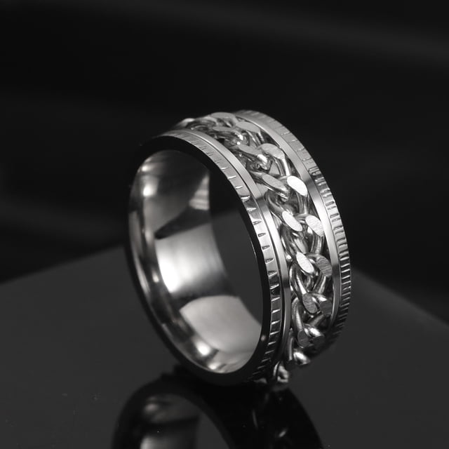Nuevo anillo de pareja giratorio de acero inoxidable genial, cadena giratoria de alta calidad, anillos giratorios para mujer, hombre, joyería Punk, regalo de fiesta Tan Jianjun unisex