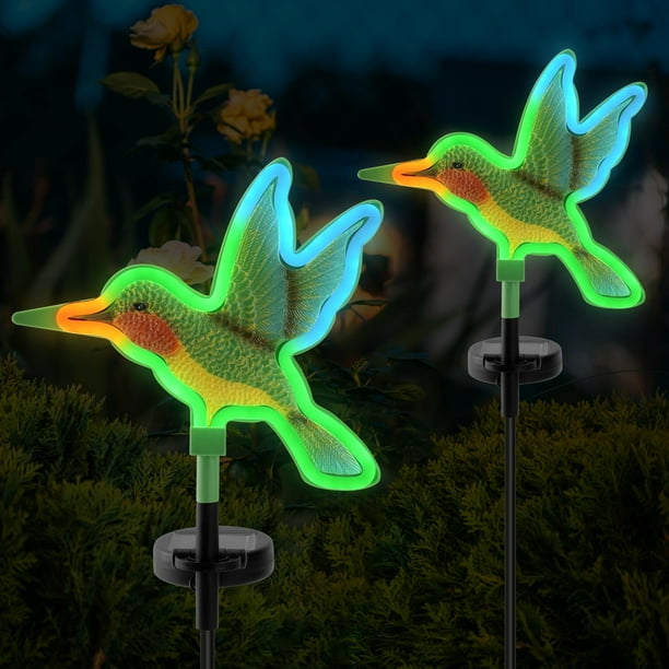 Luces solares para jardín con diseño de colibrí de Ruifeng, paquete de 2