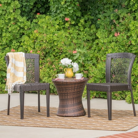 Christopher Knight Home Catskills Outdoor 3-piece Round Wicker Bistro Chat Set by