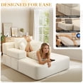 thumbnail image 5 of FFH 60" Chaise Lounge Chair Indoor, Convertible Sleeper Sofa Bed with Storage Pockets, Plush Corduroy Floor Lazy Sofa, Frameless Design, Beige, 5 of 11