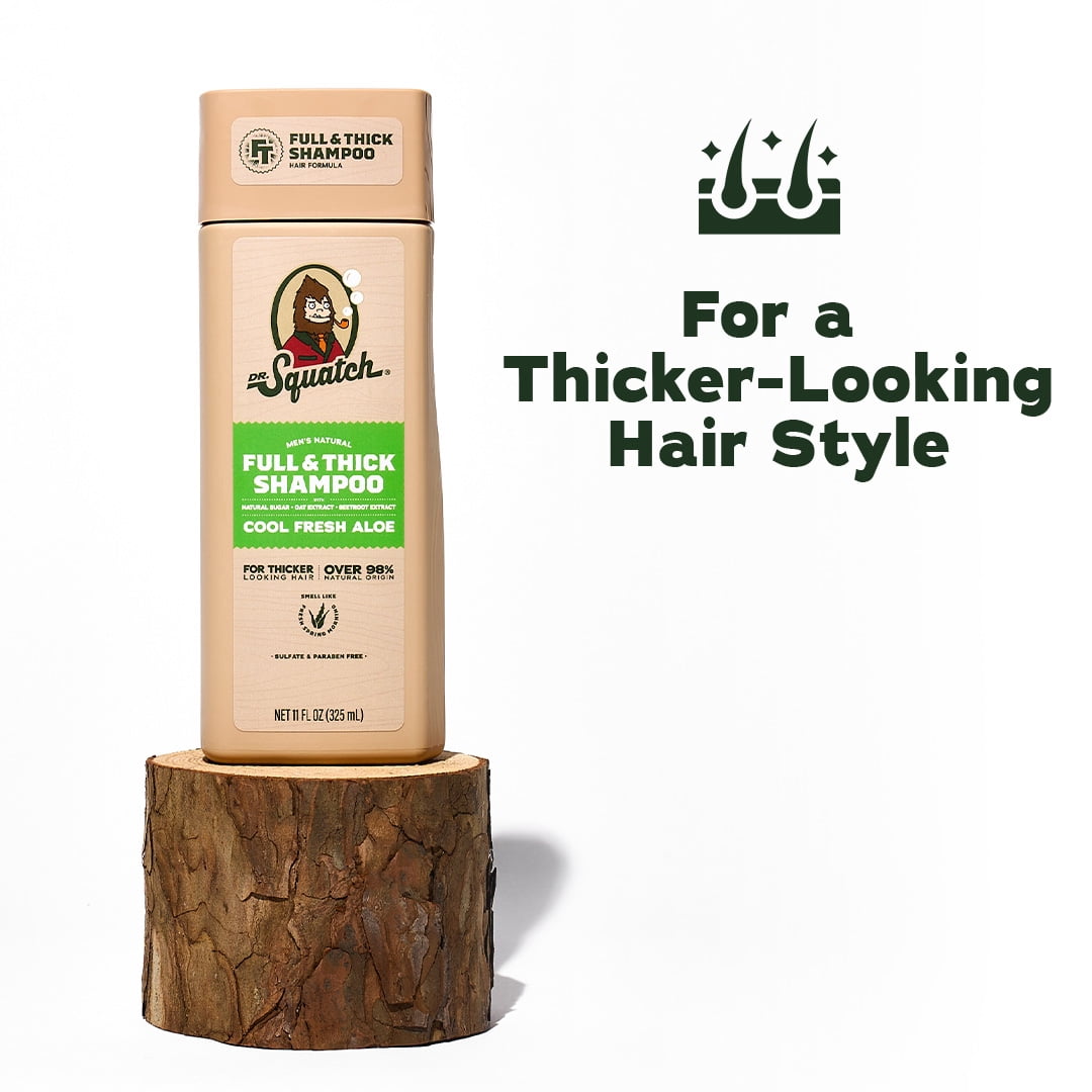 Dr. Squatch Full & Thick Mens Hydrating Shampoo, Thickening Natural Sulfate Free Shampoo for Men, Cool Fresh Aloe, 11 fl Oz