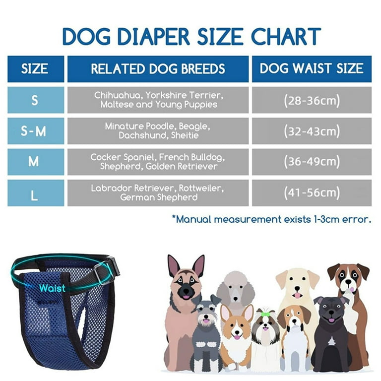 TureClos Physiological Pants Practical Pet Diaper Sanitary Underwear  Washable Dog Panties Shorts Briefs Puppy/Small/Middle/Large Dogs Blue/L