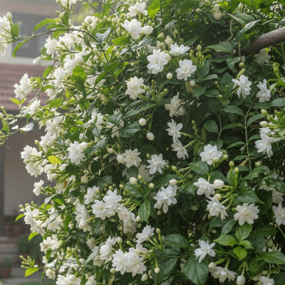 Jasmine Sambac Live Plant, Climbing Jasmine Flower for Growing, Fragrant White Flowers, Zone 9-11