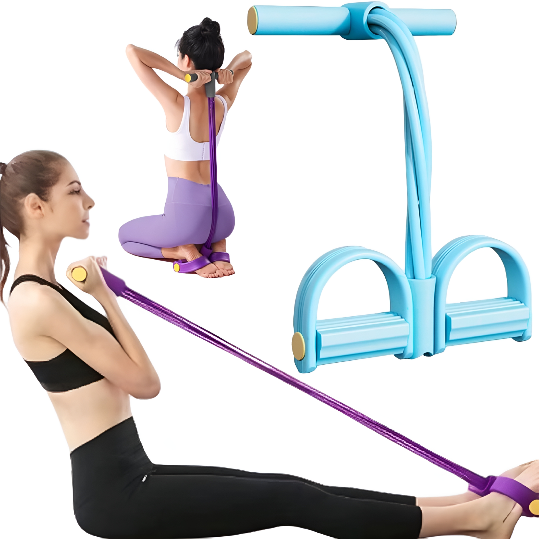BESTSKY Puller Exercise, 8 Tube Pedal Resistance Device, Resistance Band for Full Body Workout, Elastic Pull Rope, Arm Chest Back Muscle Toning, Portable Fitness Equipment for Men Women