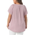 thumbnail image 3 of Agnes Orinda Women's Plus Size Top Eyelet Embroidery Notch V Neck Short Sleeve T-Shirts Hollow Out Casual Summer Blouse 1X Pink, 3 of 6