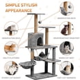 thumbnail image 6 of ZephyPaws 54in Cat Tree for Large Cat,Multi-level Cat Tower with Scratching Post,Perch for Kitten,Light Gray, 6 of 8