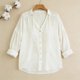 thumbnail image 1 of Xuyuer Women 2026 Loose Fit Tops Shirts Collared Roll Up Long Sleeve V Neck Blouses Womens Button Down Shirts Long Sleeve Blouses Casual Collared Loose Fit Gauze Tops, 1 of 4