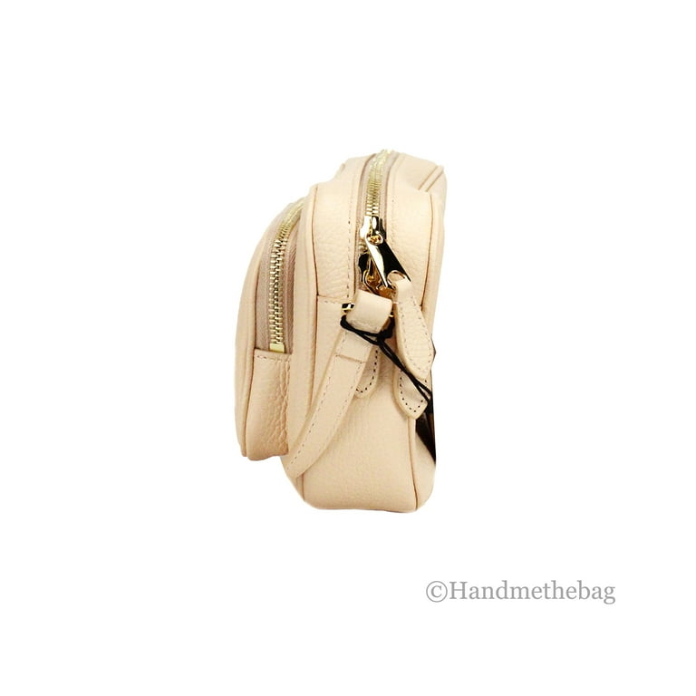 Burberry Small Branded Peach Pink Grainy Leather Camera Crossbody