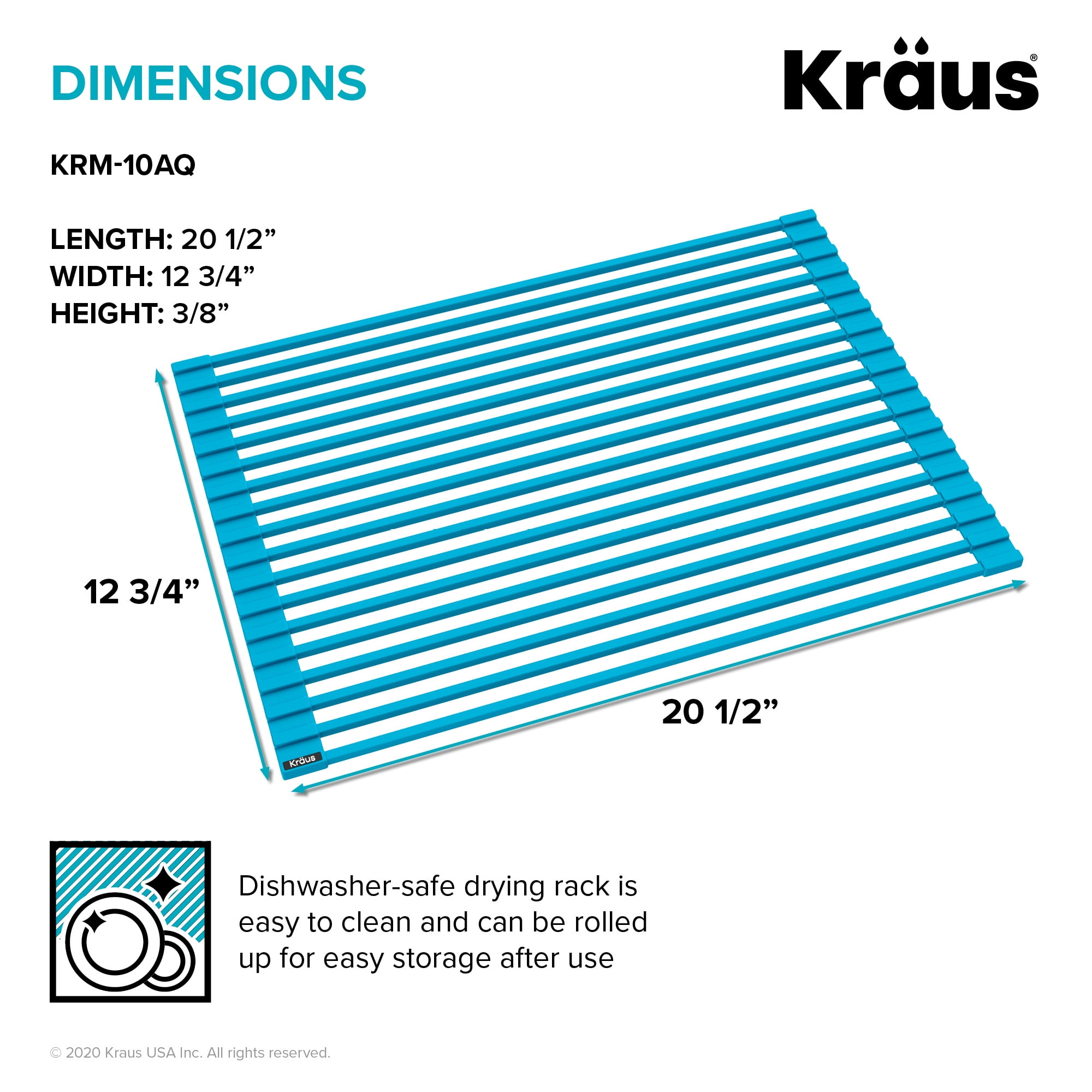 KRAUS Multipurpose Over Sink Roll-Up Dish Drying Rack in Grey, DirectSinks