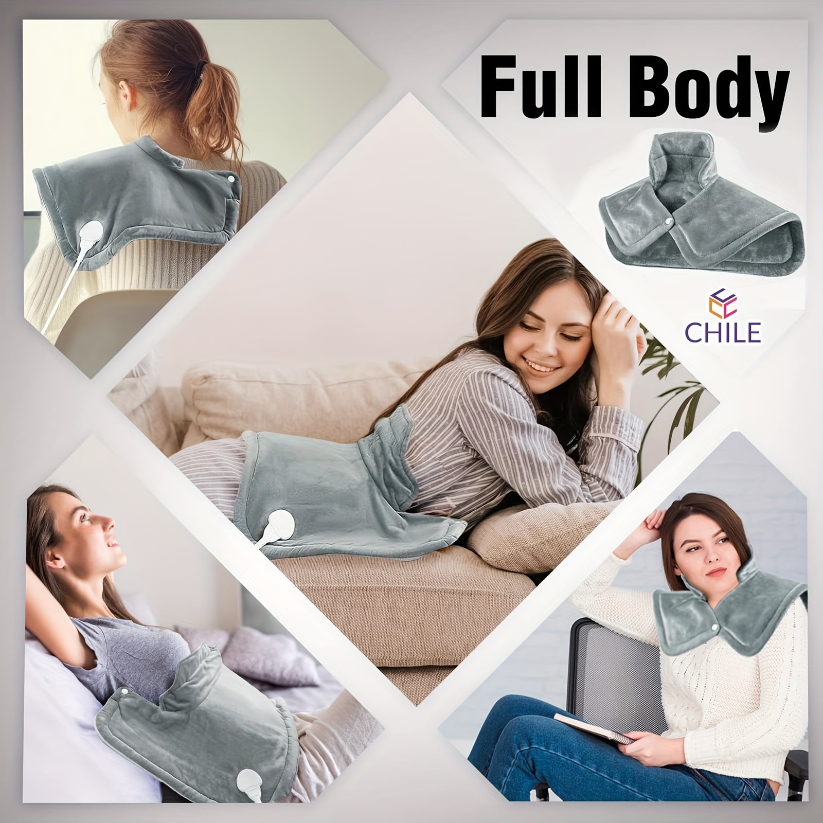 Heating Pad for Neck and Shoulders and Back, Weighted Electric Heat Pad for Pain Relief, Large Heated Wrap for Women Men Mom Dad, 6 Heat Settings&4 Timer
