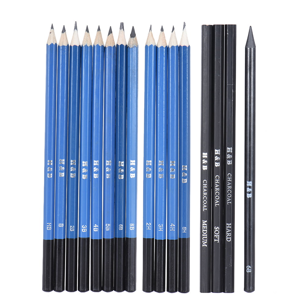 12pcs Sketch Pencils Eraser Charcoal Pencil Paper Drawing Set Art Supply 