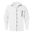 thumbnail image 3 of Men's Casual Shirt Men's Dress Shirt Regular Fit Solid Mens Casual Button Down Shirt Regular Fit Long Sleeve Stretch Shirts Tops Business Dress Shirts for Men, 3 of 5