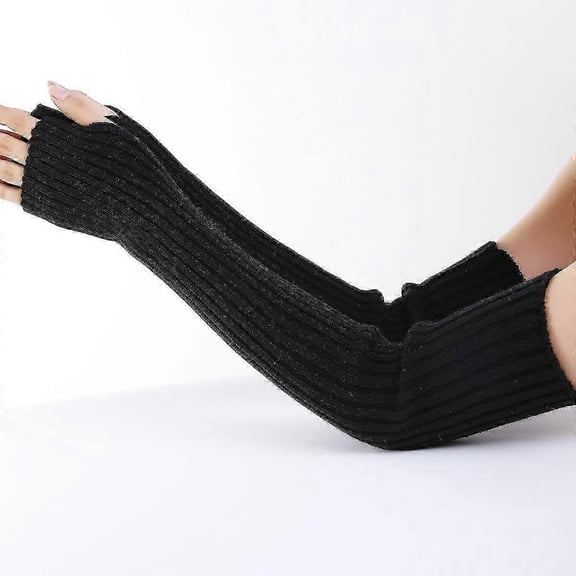 Arm Warmers Winter for Women, Long Fingerless Knit Arm Sleeves with Thumb Hole