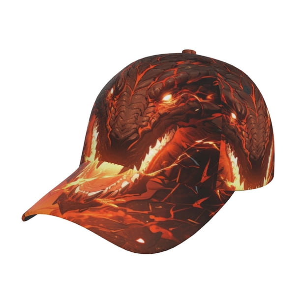 Fotbe Magma Fire Black Dragon Gorro Clásico de Béisbol, Gorra Ajustable con Broche Snapback, Gorro de Exterior de Algodón Suave