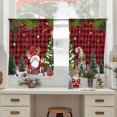 thumbnail image 6 of Red Plaid Christmas Sheer Curtains 45 Inches Long, Gnomes Xmas Tree Snowflake Winter Gifts Light Filtering Window Curtains for Living Room, Rod Pocket Voile Sheer Curtain Drapes, 52"Wx45"L, 2 Panels, 6 of 9