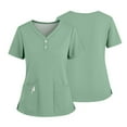 thumbnail image 2 of Scrubs For Women Tops, Plus Size Nurse Scrubs V Neck Short Sleeve Top With Side Slit & Multiple Pockets – Quick-Dry Scrubs Womens Pants Tops Designs Blouses Casual Sweaters (M, Mint Green) ZMTing, 2 of 5