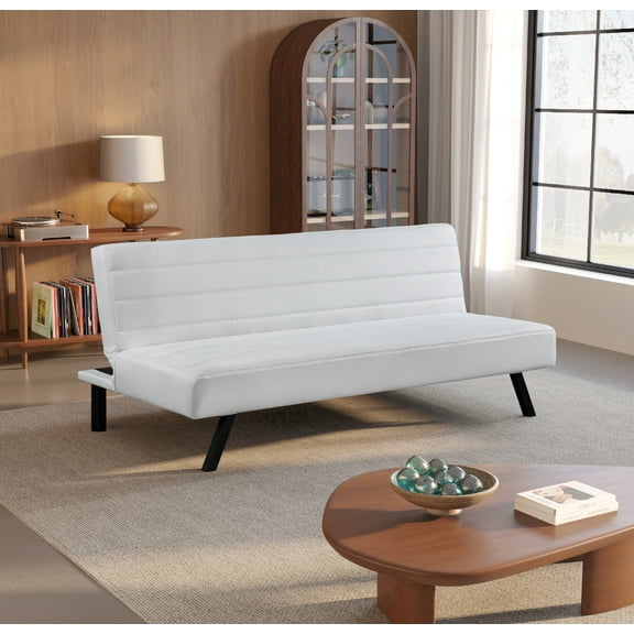 Serta Danbury Modern Twin Futon, Ivory Woven Fabric