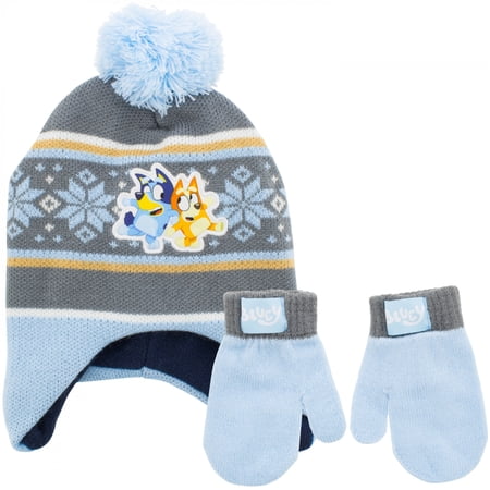 Bluey Bluey & Bingo Youth Pom Beanie & Mittens Set