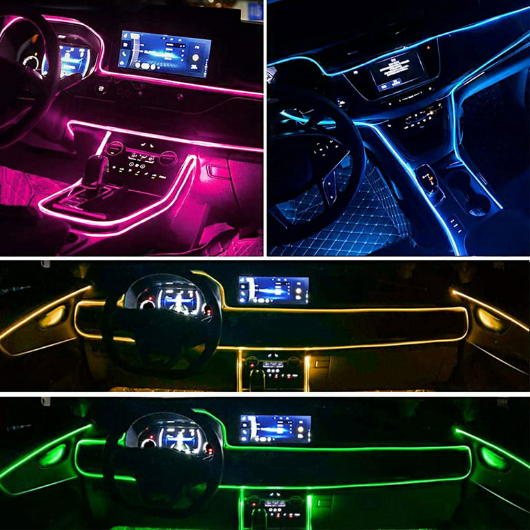 QIIBURR Car Led Strip Lights Interior Car Atmosphere Light, Multi-Color Led  Car Interior Light, 5 in 1 with 236 Inch Fiber Tube Led Cold Light, Ambient  Lighting Kit, Bluetooth App Remote Control 