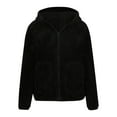 thumbnail image 3 of Usmixi Womens Winter Plush Coat Womens Sherpa Coat Double-Side Wear Cozy Fuzzy Fleece Hooded Outerwear Plus Size Casual Solid Zipper Sweater Jacket with Pocket 2023 Plush Coat, 3 of 5