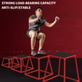 thumbnail image 4 of Heavy-Duty Steel Plyometric Jump Box Set for Home Gym – Multi-Height Anti-Slip Step Up Boxes, Durable Strength & Conditioning Platform, Fitness Equipment, Red+Black, 12+18+24in, 4 of 7