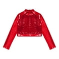 thumbnail image 3 of Jowowha Girls Sparkle Dance Crop Tops Long Sleeve Ballet Gymnastics Athletic T-Shirts Jazz Hip Hop Red 6, 3 of 6