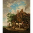 thumbnail image 2 of Isaac van Ostade 15x17 Black Ornate Wood Framed Double Matted Museum Art Print Titled - Country Inn with Horse and Wagon (1640 - 1649), 2 of 5