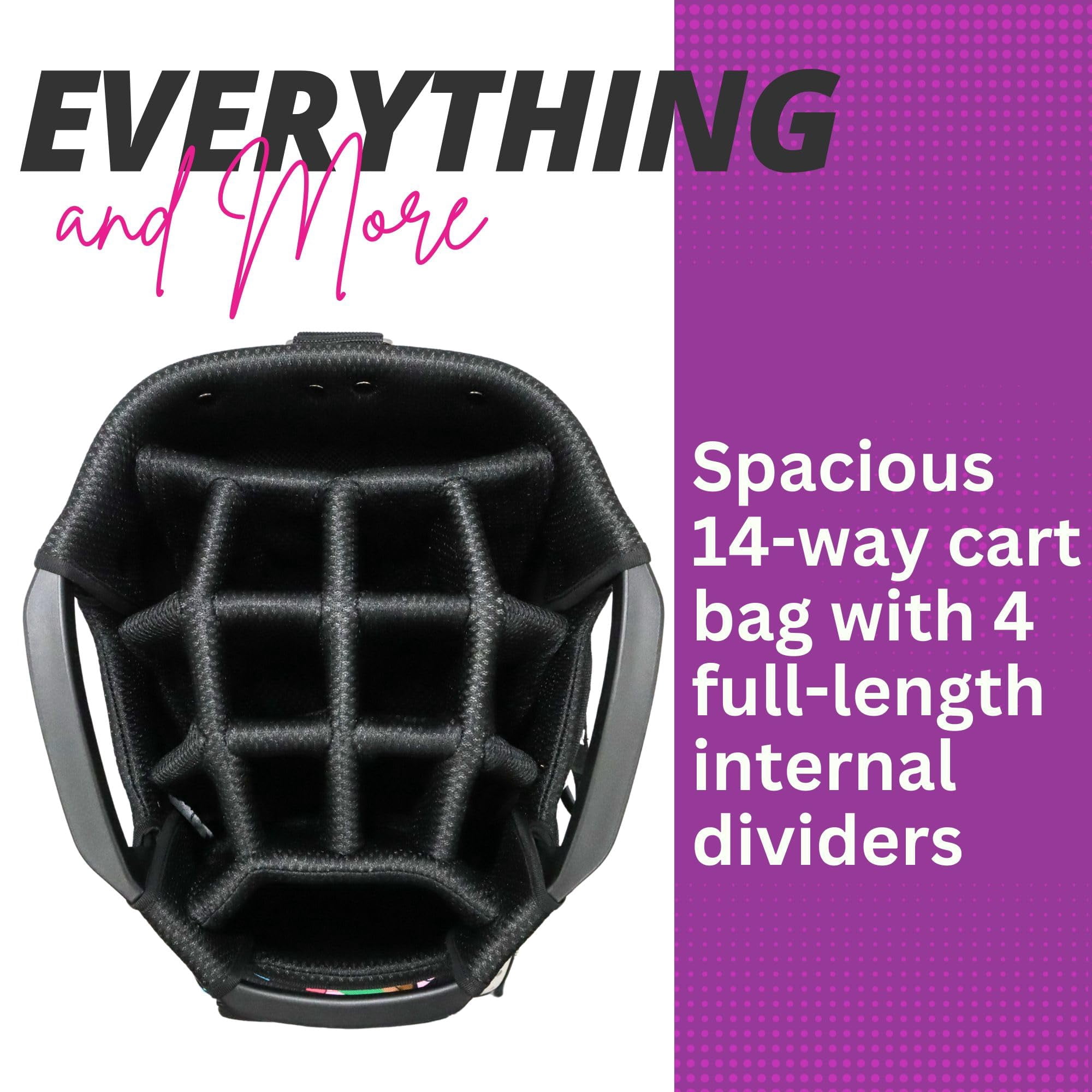 Women’s Golf Cart Bag – Taboo Fashions Resort Collection Lightweight 14-Way Ladies Bag with Cooler, Rain Hood, 7 Zippered Pockets, Tee Holder & More (Tropical Paradise)