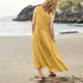 thumbnail image 5 of Susanny Dresses for Women Elegant Sleeveless Floral Summer Long Maxi Dresses Flowy Tank Western Dresses Long Boho Cotton Linen Sundresses for Plus Size Women Petite with Pockets Yellow 3XL, 5 of 7