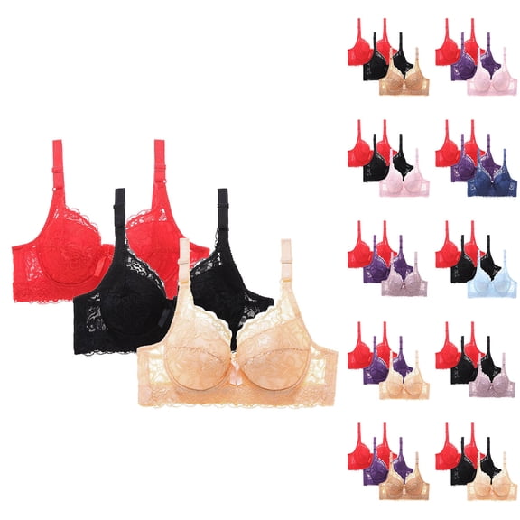 Agkizg Underwire Support Bras Push Up Lift Bra Sagging Side Shaping Bra Soft Comfortable Daily Wear,3-Pack (Women's or Women's Plus)