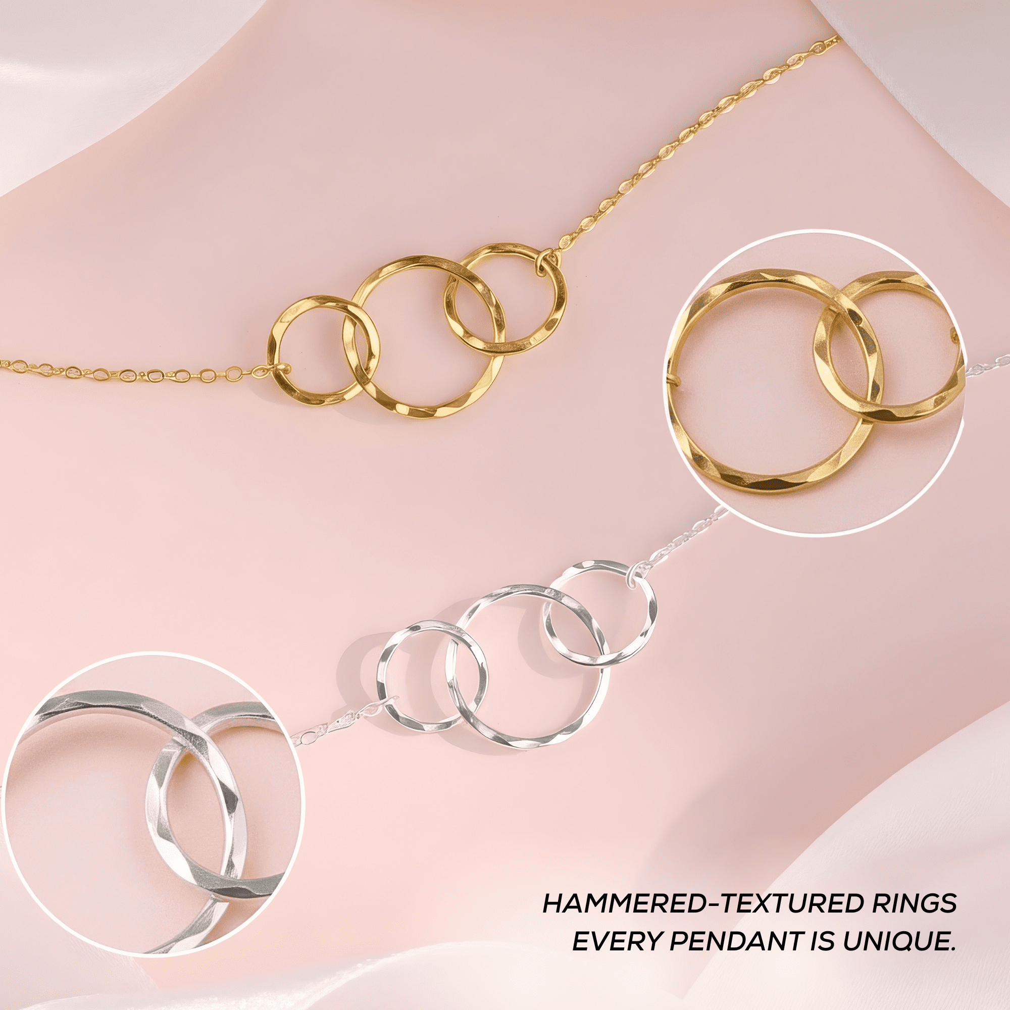 HOPE LOVE SHINE 30th Birthday Necklace 3 Ring 3 Decades Jewelry, 30 Gift for Women Gold