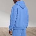 thumbnail image 4 of Resicozy Mens Casual Cotton Hoodies Drawstring Quarter Zip Pullover Sweatshirts with Pockets Light Blue M, 4 of 6