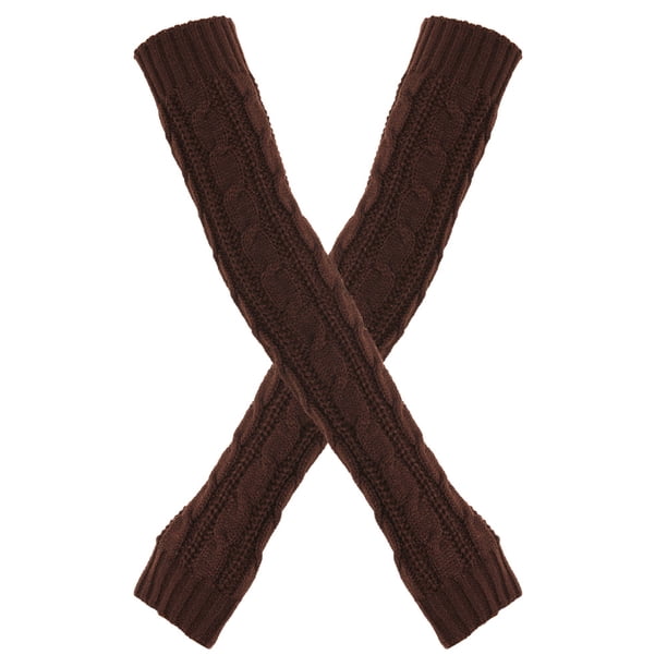 Guantes largos cálidos de lana gruesa de estilo coreano para mujer, guantes largos de manga larga con giro para vacaciones, para otoño e invierno