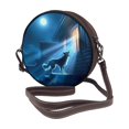 thumbnail image 2 of Zufioo A Wolf Barks Out A Window Print Leather Shoulder Round Bag, Waterproof Leather Crossbody Bag, Detachable Shoulder Strap and Carrying Loop, Women's Luggage Accessories-One Size, 2 of 5