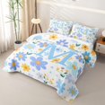 thumbnail image 3 of Meiyoeat Lovely Wildflower Letter M Twin Quilt Set for Girls Teens,Sweet Monogram Twin Coverlet Set,Light Blue Yellow White, 3 of 7