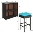 thumbnail image 2 of Patiojoy 3PCS Patio Wicker Rattan Bar Set Table w/2 Turquoise Cushioned Stools, 2 of 8